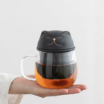 Glass Cat Tea Infuser Mug 350ml