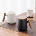 Ceramic Tea Mug  with Wooden Handle 400ml