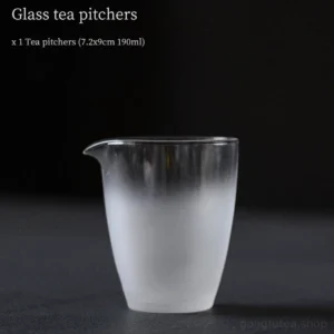 6.4oz gradient frosted glass gong dao bei tea pitcher front view