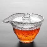 6.8oz handcrafted hammered textured glass gaiwan gong dao bei main product view