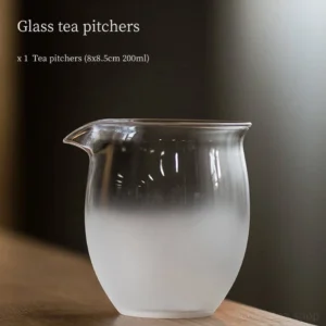 7.1oz frosted gradient glass gong dao bei chinese tea pitcher front view