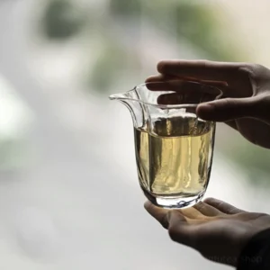 8.8oz vertical ribbed clear glass gong dao bei tea pitcher main view