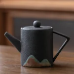 black chinese mountain ceramic teapot 5.7oz with built-in infuser