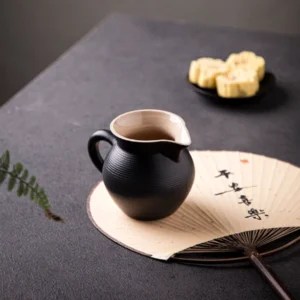 handcrafted black clay gong dao bei tea pitcher overall view 6.8oz
