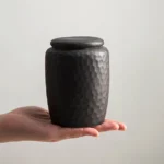 black hammered texture ceramic airtight tea canister full view