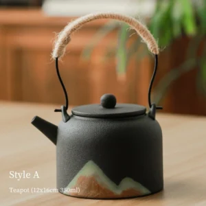 black style A chinese ceramic mountain landscape teapot 12oz