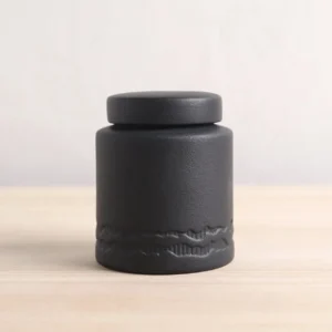 black matte textured ceramic airtight tea canister for loose leaf tea storage