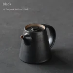 black vintage chinese ceramic teapot with built-in infuser 8oz
