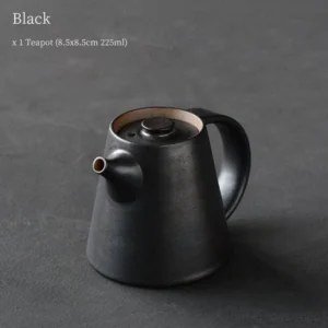 black vintage chinese ceramic teapot with built-in infuser 8oz