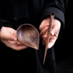 handcrafted black walnut wood tea scoop and tea pick 2-piece set