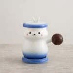 Blue gradient cute rabbit tea infuser mug handmade ceramic tea mug with wooden handle