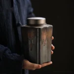 handcrafted bronze ceramic tea canister double sealed airtight tea storage main view