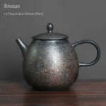 bronze textured handcrafted chinese ceramic teapot 7.1 oz artisan glaze