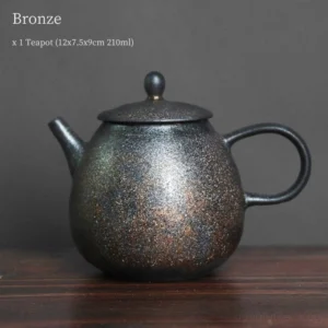 bronze textured handcrafted chinese ceramic teapot 7.1 oz artisan glaze