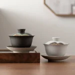 traditional ceramic gaiwan with landscape motif main product view