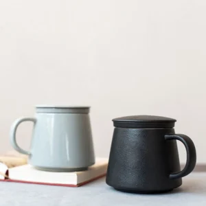 12.2oz ceramic tea mug with ceramic infuser and lid main product view
