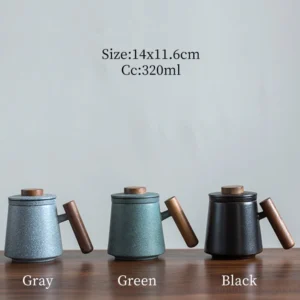 ceramic tea mug with infuser and lid, 11.3 oz loose leaf tea steeper