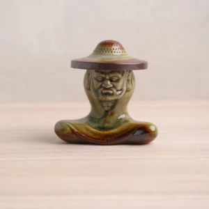 Style A handcrafted ceramic Zen Bodhidharma incense burner for tea room decor