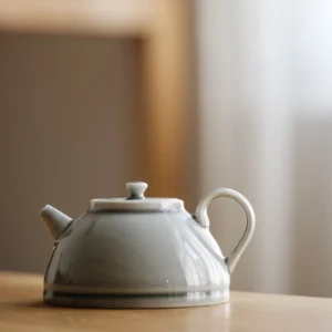 handcrafted chinese celadon style ceramic teapot full view