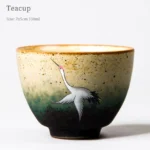 handmade chinese ceramic crane tea cup kiln change glaze gongfu tea tasting cup