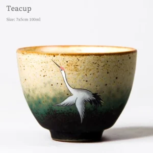 handmade chinese ceramic crane tea cup kiln change glaze gongfu tea tasting cup