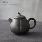 handmade retro ceramic chinese pumpkin teapot full side view