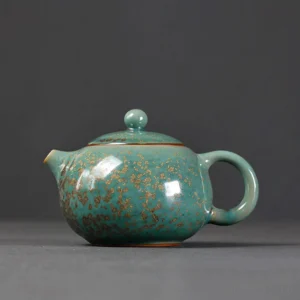 handcrafted chinese teapot ceramic 6.8oz green speckled glaze xishi teapot main view