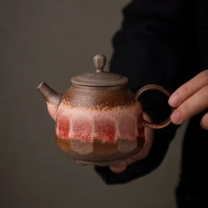 handcrafted vintage chinese clay teapot gradient glazed 6.8oz full view