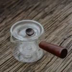 17.6oz heatproof chinese glass kyusu teapot with wood side handle main view