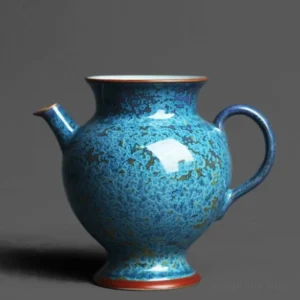 handmade chinese blue ceramic gong dao bei tea pitcher with kiln change glaze 6.8oz