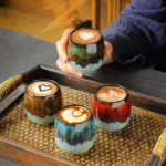 handmade chinese jian zhan tea cup 3.4oz unique kiln glaze ceramic coffee cup