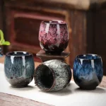 Handmade Chinese Jian Zhan Tea Cup 5.4oz unique kiln changed glaze