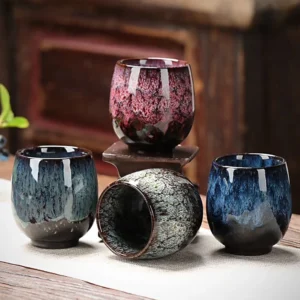Handmade Chinese Jian Zhan Tea Cup 5.4oz unique kiln changed glaze