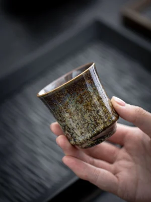 Handmade Chinese Jianzhan Tea Cup unique kiln glaze pattern 4oz