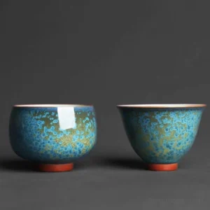 Handmade Chinese Jun Kiln chinese tea cup with starry sky crystalline glaze