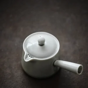 full set of light grey chinese porcelain kyusu teapot