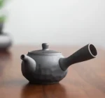 matte dark gray chinese side handle ceramic teapot 6.4oz main view