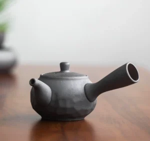 matte dark gray chinese side handle ceramic teapot 6.4oz main view