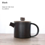 black variant chinese ceramic side handle teapot with stone lid