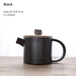 black variant chinese ceramic side handle teapot with stone lid