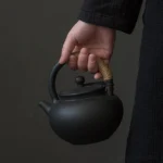 handcrafted chinese teapot 17.6oz volcanic stone clay with hemp rope handle full view