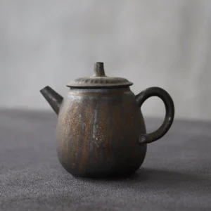 handmade chinese teapot iron rust glaze ceramic teapot full view