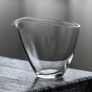 handcrafted clear glass gong dao bei chinese fairness tea pitcher main view
