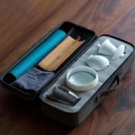 complete all-in-one white porcelain travel tea set with carrying case full view