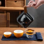 full set unboxing of creative orange portable travel glass ceramic tea set
