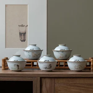 full collection of cute cat pattern ceramic gaiwan