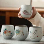 hand painted cute cat chinese ceramic tea cup 3.4oz product overview