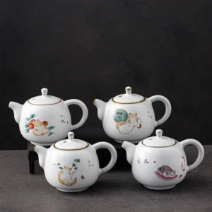 collection of cute cat chinese ceramic teapot small 6.1oz