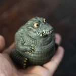 handmade purple clay cute crocodile tea pet full product view