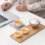 cute rabbit portable travel tea set full set open view with gaiwan teacups and travel bag